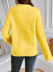 EMERY ROSE 女士黄色针织毛衣：厚实、保暖、舒适的冬季工作服针织套头衫秋季毛衣 - 黃色 - 查看 2