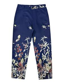 Manfinity Mode Men's Floral Print Pocket Straight Leg Casual Suit Pants