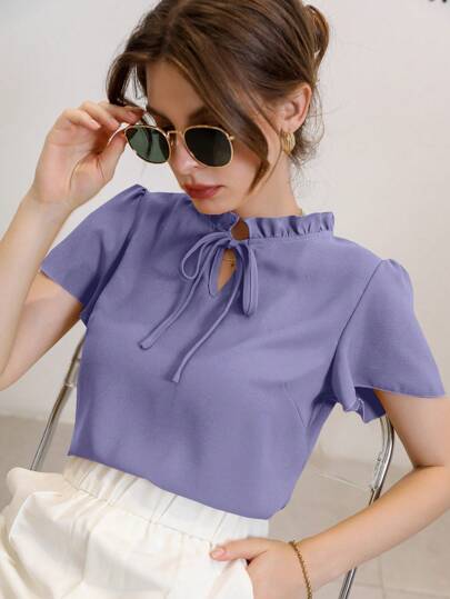 Mulvari 纯色短袖休闲简约衬衫，适合日常穿着