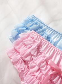 2pcs Girls Cute Bow Accent Sweet Heart Back Briefs Underwear