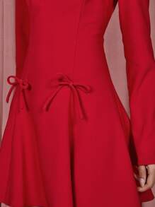 COSMINA Women Casual Simple Fashionable Long Sleeve Mini Dress For Everyday Wear - Red - View 2