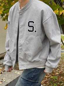 DAZY Springtime Letter Embroidery Grey Men's Sweatshirt Sweatshirt Summer - Grey - View 6