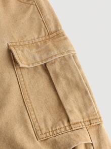 SHEIN Jeansy Baggy Cargo Khaki dla dziewczynek w stylu tween