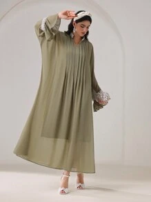 Al Najma Elegant & Modest Chiffon Ruffle Sleeve Dress For Women, Arabian Dresses