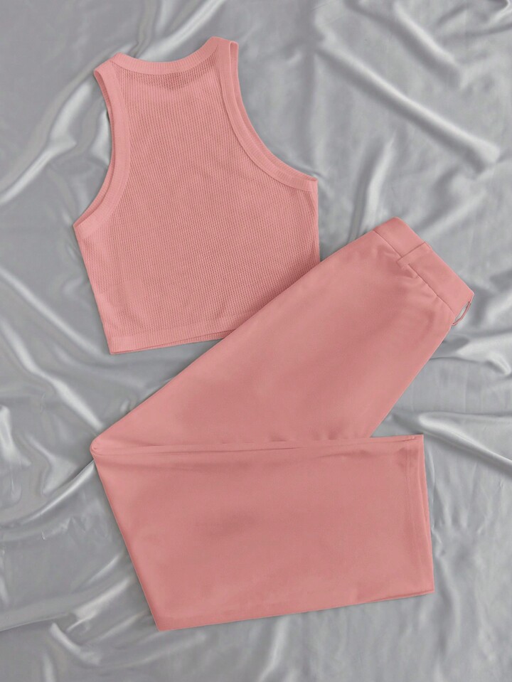 SHEIN Essnce 2点セット レディース ニットタンクトップ&パンツ