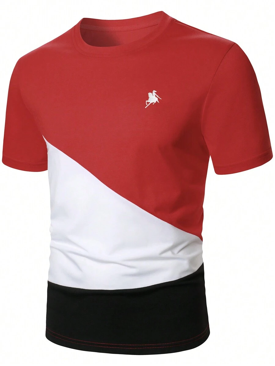 Manfinity Homme Männer Farbblock Rundhalsausschnitt Kurzarm T-Shirt für Sommer