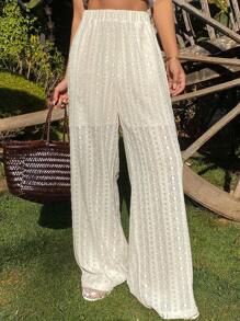 DAZY Women's Casual Lace Straight Leg Pants For Summer