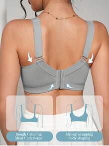 DesireSculpt 1pc Women's Comfort Soft Wireless Adjustable Strap Lift And Support Bra, With Wide Strap Lingerie - Grey - View 2