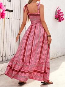 SHEIN VCAY Vestido informal de mujer con estampado geométrico sin mangas para vacaciones - Rosa - Ver 2