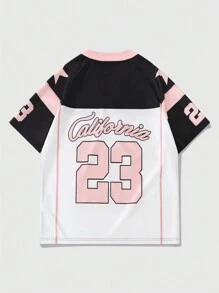 ROMWE MEN Prep Men's Ice Hockey Jersey Short Sleeve Sports T-Shirt, Summer - Multicolor - View 2