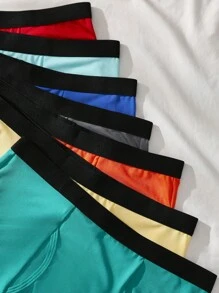 Set de 7 calzoncillos tipo bóxer de seda de leche de unicolor casual para adolescentes varones