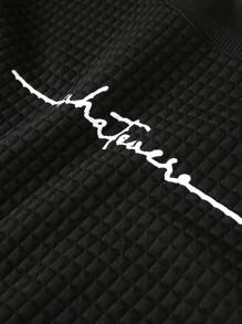 Manfinity Homme Men's Casual Minimalist Letter Print Pullover Sweatshirt - Black - View 7