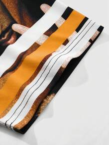 ROMWE MEN Street Life 休闲简约嘻哈图案 T 恤，适合日常穿着 - 彩色 - 查看 3