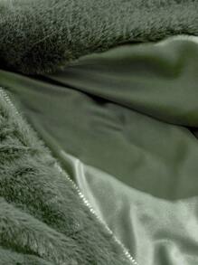 Manfinity VCAY 男士韩版宽松兔毛长袖外套秋冬装 - 軍綠色 - 查看 6