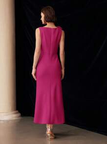 MOTF PREMIUM FLOWER APPLIQUES ZIPPER DRESS - Hot Pink - View 7