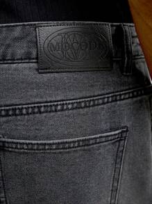 SHEIN X ELOISA & ORSON AKNOTIC Party Jeans casuales de cintura media larga y pierna recta tejidos para hombres, adecuados para combinar a diario, para rave