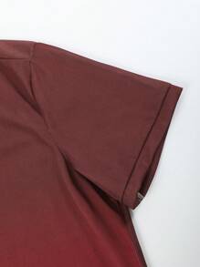 Manfinity Homme Men's Ombre Gradual Color Front Button Short Sleeve Polo Shirt, Casual Everyday Wear Polo T Shirt Men Men Polo T Shirt Polo Shirt For Men Men Shirts Polo Polo Men Shirt - Hot Pink - View 6