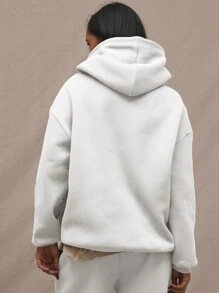 MUSERA Áo hoodie oversized thêu logo chữ, kiểu dáng thoải mái, năng động, phù hợp cho mùa tựu trường, ấm áp, dễ thương, thường ngày, phong cách đường phố Y2K, tủ đồ cơ bản, màu xám, trang phục sân bay mùa xuân. - trắng - Xem 3