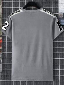 Manfinity Homme Men's Casual Letter Print Round Neck Short Sleeve T-Shirt