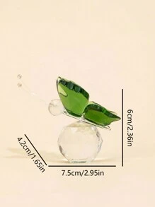 SHEIN 1pc Butterfly Crystal Ball Decoration For Home Office Desk Decoration Best Gift Birthday - Dark Green - View 3