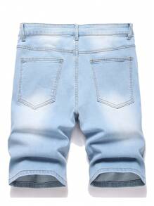 Manfinity EMRG Men's Front Button Pocket Distressed Casual Skinny Denim Shorts