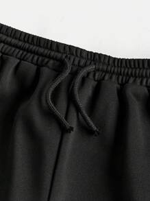 SHEIN Tween Girls' Loose Casual Letter Print Wide-Leg Pants - Black - View 3