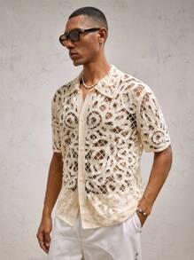 AKNOTIC Business Casual 男士镂空宽松针织休闲秋季毛衣，适合夏季、学校