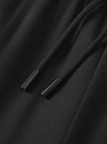 Manfinity Sport Corelite Men's Colorblock Zipper Trim Jacket And Drawstring Pants Sports Set - Black - View 8