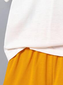 SHEIN 2 sztuki/zestaw dla chłopców, casualowy, uroczy nadruk tygrysa, okrągły dekolt, krótki rękaw, T-shirt i spodenki, nadaje się do codziennego noszenia, styl college'owy, wiosna/lato - Żółty - Zobacz 6