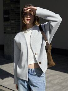 Jouncy Veste décontractée à manches longues avec boutons devant pour femme, pour un usage quotidien