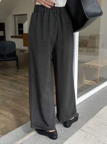 DAZY Women Plain Straight Leg Pleated Cropped Pants,Women Dress Pants - Black - View 2