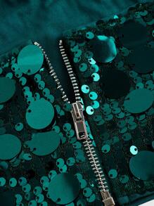 SHEIN ICON Sequin Decor Crop Tube Going Out Top - Dark Green - View 3