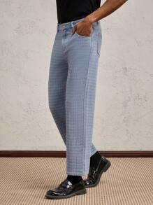 AKNOTIC Party Men's Woven Long Straight-Leg Casual Jeans, Suitable For Daily Wear - Light Wash - View 5