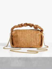SHEIN BAE Vacation Style Casual Woven Ladies Chain Shoulder Bag - Camel - View 2