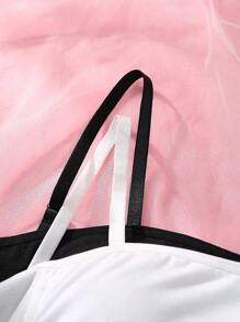 2pcs Teenage Girls Cotton Padded Bras, Black + White - Multicolor - View 3