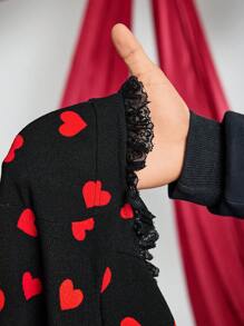 SHEIN ICON Kurzes Minikleid im Große Größen mit Herz-Aufdruck und doppelter Lage, Outfit für Valentinstag Date