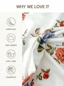 1个100%涤纶花卉图案信封式枕套，不含枕芯