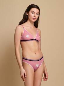 TryMe Women's Chic Casual Heart Pattern Everyday Bra Lingerie