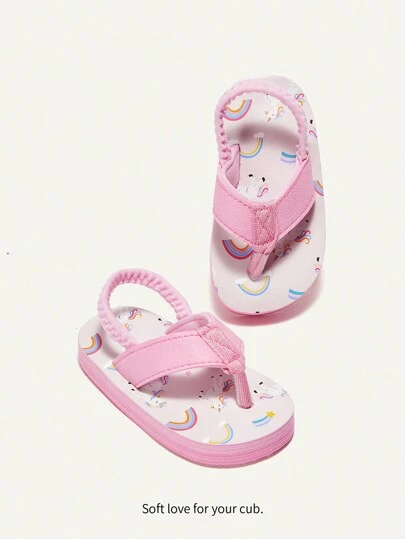 Cozy Pixies Sandalias de dedo tipo chanclas con estampado de unicornio divertido, perfectas para la playa y vacaciones de verano