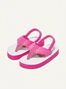 Cozy Pixies Summer Beach Holiday Open-Toe Elastic Back Strawberry Cartoon Pattern Flip Flops - Hot Pink - View 4