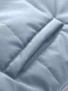 Manfinity Homme 1pc Men's Thermal Lined Zipper Vest Coat In Loose Fit - Light Grey - View 6