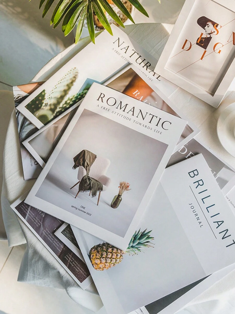 1 pieza/3 piezas Revista de estilo lujoso INS Accesorios de fotografía Revista decorativa - Blanco - Ver 1