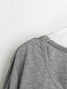 Solid Color Casual Round Neck Short Sleeve T-Shirt, Simple And Fashionable For Plus Size Everyday Wear - Light Grey - View 4