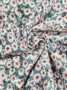 SHEIN Maternity Ditsy Floral Sleeveless Casual Dress - Green - View 3