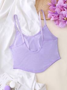 1 حمالة قطنية بسيطة بحمالات رفيعة بلون أرجواني، للفتيات المراهقات