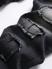 Manfinity LEGND Plus Size Men's Simple Front Button Pocket Casual Denim Black Jeans