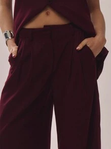 MUSERA Woven Tailored Wide Leg Suit Trousers Old Money Spring Elegant Spring Summer Cute