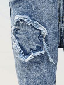 Girls Floral Patchwork Flare Jeans - Medium Wash