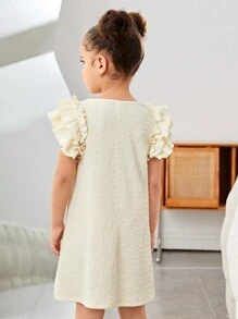 SHEIN Young Girl Easter Fashion Casual Jacquard Knit Round Neck Short Sleeve Dress