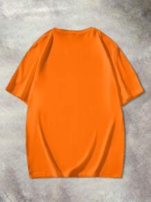 Manfinity Homme Camiseta casual de manga corta y cuello redondo con estampado de oso para hombres, para uso diario - Naranja - Ver 3